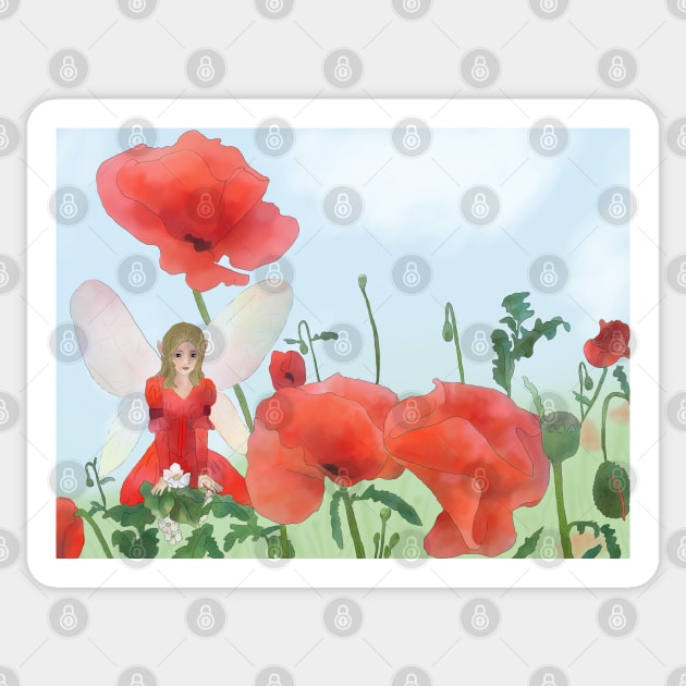 Elfe im Mohn Sticker by Blumchen